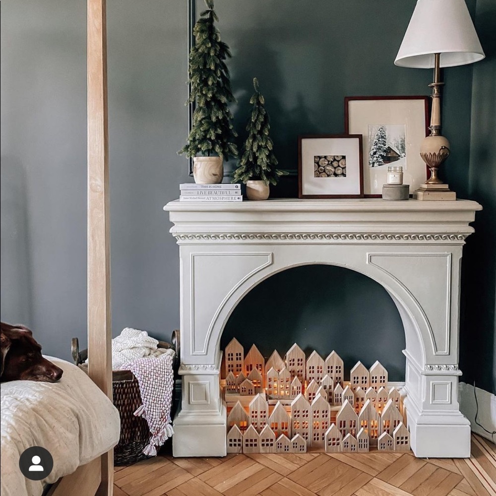 Holiday decor wooden houses